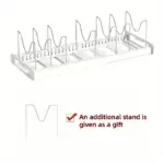 Adjustable Expandable Pots and Pans Organizer Rack for Organizing Cookware and Lids, White – gallery image 11