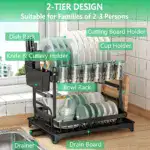 Two-Tier Dish Drying Rack for Dish Drying & Draining with Metal Frame and Drainboard – gallery image 6