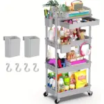 Rolling Storage Cart for Organizing Supplies with 3 or 4-Tier Design and Lockable Wheels – gallery image 18