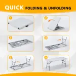 Folding Utility Table for Portable Work & Serving with Carry Handle and Adjustable Height – gallery image 13