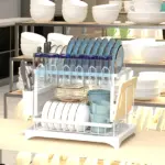 2-Tier Dish Drying Rack for Draining & Organizing Dishes with Cutlery Holder – main image