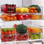 6pcs Refrigerator Organizer Bins for Sorting & Storing Household Items, Transparent – main image
