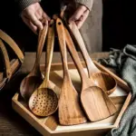 7-Piece Wooden Kitchen Utensil Set for Cooking & Stirring with Ergonomic Handles – gallery image 3