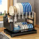 Two-Tier Dish Drying Rack for Dish Drying & Draining with Metal Frame and Drainboard – gallery image 2
