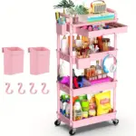Rolling Storage Cart for Organizing Supplies with 3 or 4-Tier Design and Lockable Wheels – gallery image 20
