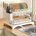 Two-Tier Dish Drying Rack for Dish Drying & Draining with Metal Frame and Drainboard – gallery image 3