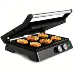 3-in-1 Electric Indoor Grill for Grilling & Pressing with 180-Degree Opening and Non-Stick Plates – gallery image 2