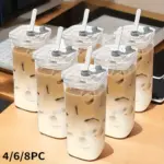 Square Glass Cup with Lid for Drinking Beverages, 13oz – gallery image 5