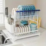 2-Tier Dish Drying Rack for Drying and Draining Dishes with Drainboard, Metal Frame – main image
