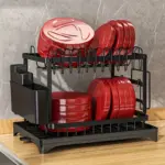 2-Tier Dish Drying Rack for Drying and Draining Dishes with Drainboard, Metal Frame – gallery image 3