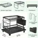 Two-Tier Dish Drying Rack for Dish Drying & Draining with Metal Frame and Drainboard – gallery image 4