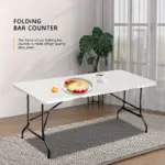Folding Utility Table for Portable Work & Serving with Carry Handle and Adjustable Height – gallery image 9