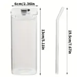 Square Glass Cup with Lid for Drinking Beverages, 13oz – gallery image 4