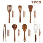 7-Piece Wooden Kitchen Utensil Set for Cooking & Stirring with Ergonomic Handles – gallery image 5