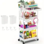 Rolling Storage Cart for Organizing Supplies with 3 or 4-Tier Design and Lockable Wheels – gallery image 22