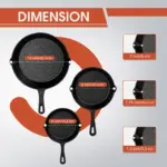 3pcs Cast Iron Skillet for Pan Frying & Searing, Drip Spout Design – gallery image 4