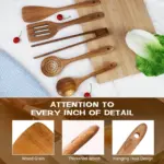 7-Piece Wooden Kitchen Utensil Set for Cooking & Stirring with Ergonomic Handles – gallery image 11