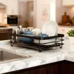 Double-Layer Metal Dish Drying Rack for Dish Draining & Countertop Organization with Drainage Tray – gallery image 2