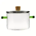 Borosilicate Glass Cooking Pot for Simmering & Serving with Yellow Handle – gallery image 3