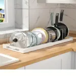 Adjustable Expandable Pots and Pans Organizer Rack for Organizing Cookware and Lids, White – gallery image 5