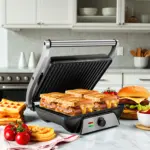 3-in-1 Electric Indoor Grill for Grilling & Pressing with 180-Degree Opening and Non-Stick Plates – gallery image 10
