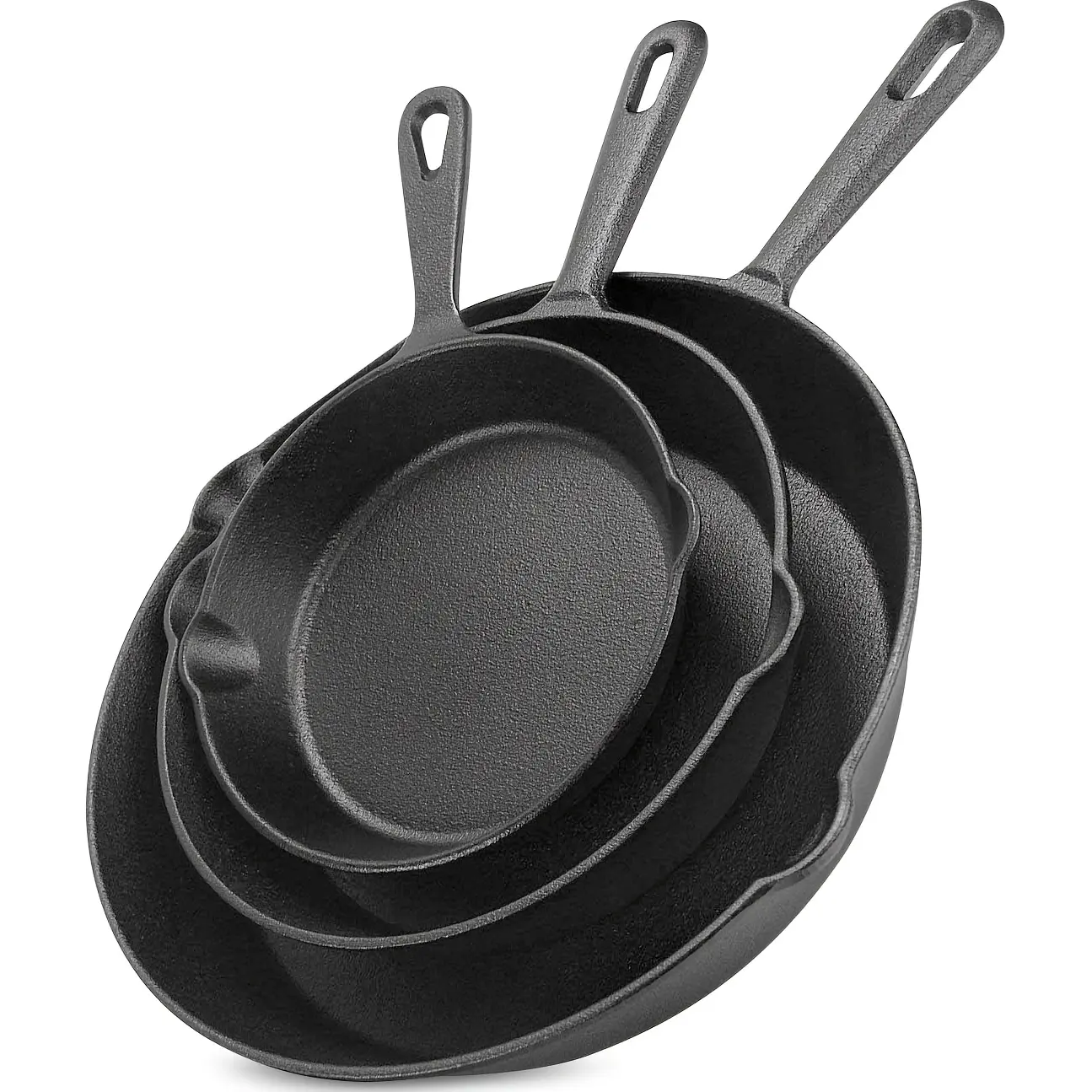 8449f0e8-29cc-4b81-b3e8-22db22ca15a2 3pcs Cast Iron Skillet for Pan Frying & Searing, Drip Spout Design – main image