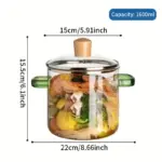 Borosilicate Glass Cooking Pot for Simmering & Serving with Yellow Handle – gallery image 4