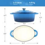 Enameled Cast Iron Dutch Oven Pot with Lid for Bread Baking & Cooking, Dual Handles – gallery image 4