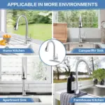 Kitchen Faucet for Sink Water Flow Control with Pull-Down Spray & Single-Handle Design – gallery image 12