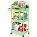 Rolling Storage Cart for Organizing Supplies with 3 or 4-Tier Design and Lockable Wheels – gallery image 15