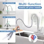 Kitchen Faucet for Sink Water Flow Control with Pull-Down Spray & Single-Handle Design – gallery image 9