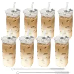 Square Glass Cup with Lid for Drinking Beverages, 13oz – gallery image 8