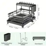 Two-Tier Dish Drying Rack for Drying Dishes & Utensils with Drainboard and Removable Holders – gallery image 4