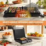 3-in-1 Electric Indoor Grill for Grilling & Pressing with 180-Degree Opening and Non-Stick Plates – gallery image 8
