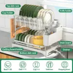 Double-Layer Metal Dish Drying Rack for Dish Draining & Countertop Organization with Drainage Tray – gallery image 5