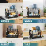 Two-Tier Dish Drying Rack for Dish Drying & Draining with Metal Frame and Drainboard – gallery image 7