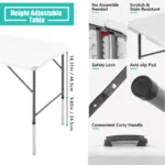 Folding Utility Table for Portable Work & Serving with Carry Handle and Adjustable Height – gallery image 7
