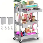 Rolling Storage Cart for Organizing Supplies with 3 or 4-Tier Design and Lockable Wheels – gallery image 17