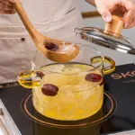 Borosilicate Glass Cooking Pot for Simmering & Serving with Yellow Handle – gallery image 7