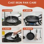 3pcs Cast Iron Skillet for Pan Frying & Searing, Drip Spout Design – gallery image 7