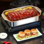 4-Piece Stainless Steel Rectangular Baking Pan Set for Baking & Roasting with Lids and Handles – gallery image 3