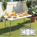 Folding Utility Table for Portable Work & Serving with Carry Handle and Adjustable Height – gallery image 15