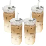 Square Glass Cup with Lid for Drinking Beverages, 13oz – gallery image 6