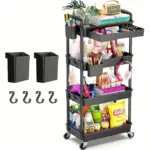 Rolling Storage Cart for Organizing Supplies with 3 or 4-Tier Design and Lockable Wheels – gallery image 3