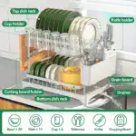 Two-Tier Dish Drying Rack for Dish Drying & Draining with Metal Frame and Drainboard – gallery image 8