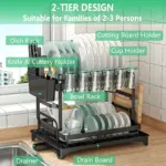Double-Layer Metal Dish Drying Rack for Dish Draining & Countertop Organization with Drainage Tray – gallery image 10