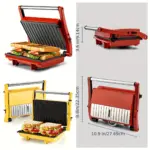 3-in-1 Electric Indoor Grill for Grilling & Pressing with 180-Degree Opening and Non-Stick Plates – gallery image 13