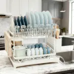 Double-Layer Metal Dish Drying Rack for Dish Draining & Countertop Organization with Drainage Tray – gallery image 12
