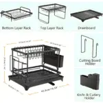 Double-Layer Metal Dish Drying Rack for Dish Draining & Countertop Organization with Drainage Tray – gallery image 4