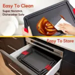3pcs Carbon Steel Nonstick Baking Pan for Baking & Roasting with Silicone Handle Grip – gallery image 6